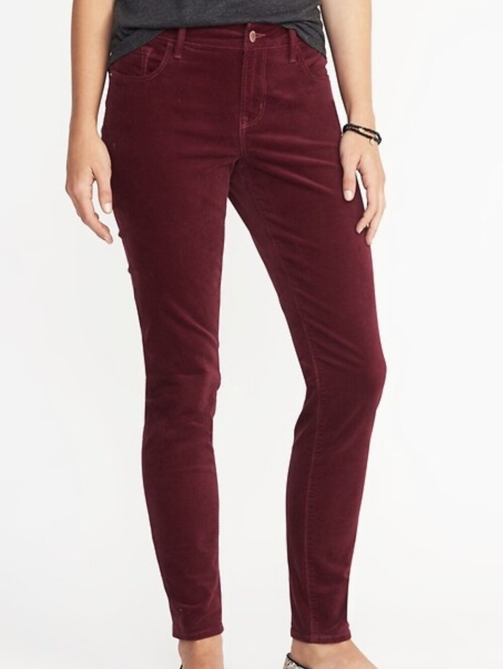 EUC Old Navy Plus Size Rockstar Skinny Mid Rise Maroon Velvet Jeans